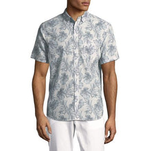 Leaf Print Short-Sleeve Button Down