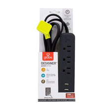 Globe Electric 1625 Watt Designer Series 6-ft 3-Outlet Black USB Surge Protector Power Stripwalmart_id 460192486