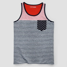 Men's American Stripe Pocket Tank Tops - White