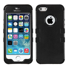 Insten Carbon Fiber/Black Stylish TUFF Hybrid Phone Hard Case For iPhone SE 5S 5 (with Tempered Glass Screen Protector) (2-in-1 Accessory Bundle) walmart_id 612960318