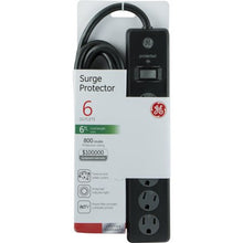 GE 6-Outlet Power Strip Surge Protector, 6ft. Cord, Safety Locks, Black, 33661 walmart_id 54804236