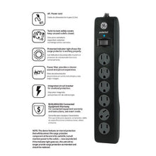GE 6-Outlet Power Strip Surge Protector, 4ft. Cord, Safety Covers, Black, 33659 walmart_id 52170376