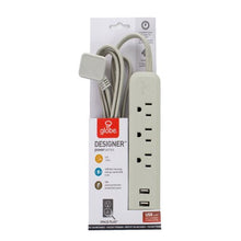 Globe Electric 1625 Watt Designer Series 6-ft 3-Outlet Black USB Surge Protector Power Stripwalmart_id 460192486