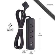 Globe Electric 1625 Watt Designer Series 6-ft 3-Outlet Black USB Surge Protector Power Stripwalmart_id 460192486