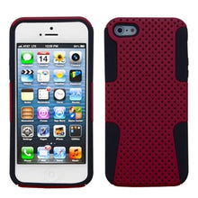 Insten Astronoot Mesh Hard Hybrid Rubber Coated Silicone Cover Case For Apple iPhone 5/5S/SE - Red/Black walmart_id 781971341
