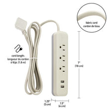 Globe Electric 1625 Watt Designer Series 6-ft 3-Outlet Black USB Surge Protector Power Stripwalmart_id 460192486