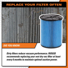 3-Layer Fine Dust Pleated Paper Filter for 5.0 Plus Gal. RIDGID Wet Dry Vacs
